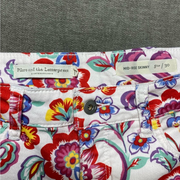 Anthropologie Pilcro and the Letterpress Floral Print Mid Rise Skinny Jeans - Picture 6 of 10